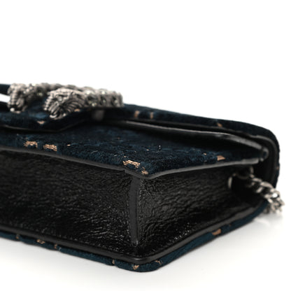 Gucci Velvet GG Monogram Super Mini Dionysus Shoulder Bag Blue Beige Black 9 of 10