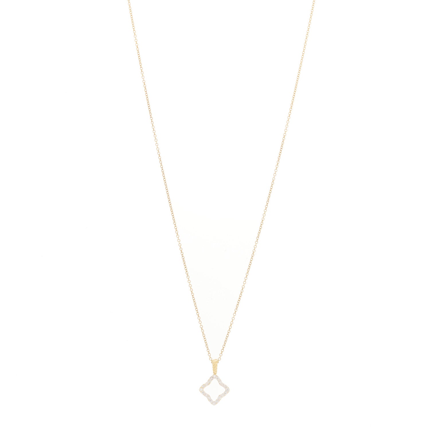 David Yurman 18K Yellow Gold Diamond Cable Collectibles Quatrefoil Pendant Necklace 1 of 4