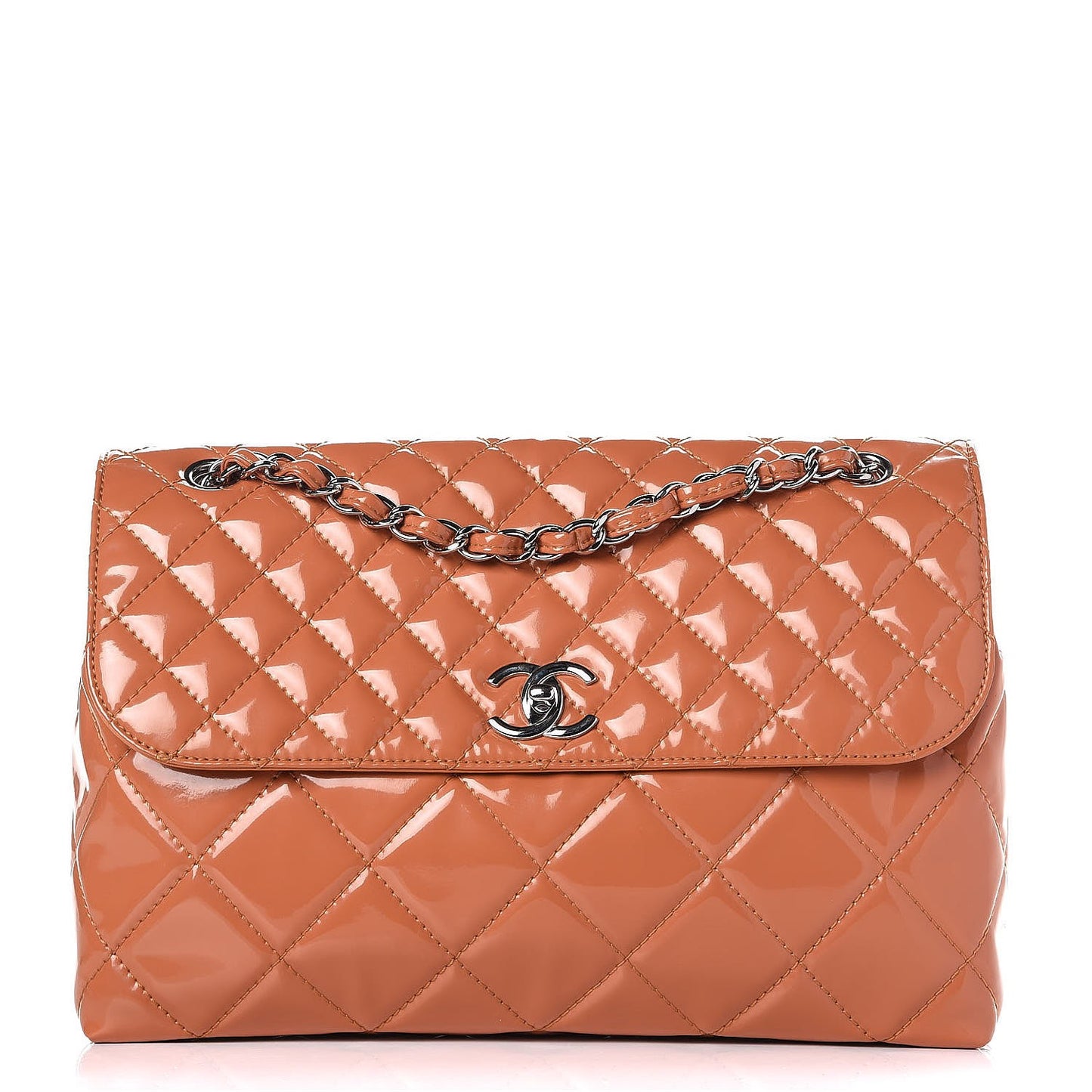 Vinyl Quilted In the Business Flap Bag Orange