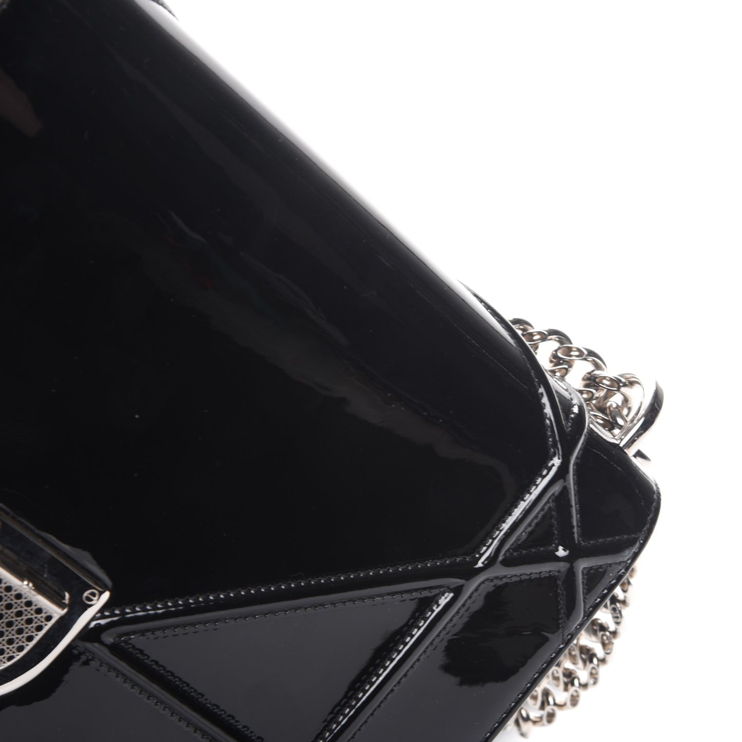 Patent Medium Diorama Flap Bag Black