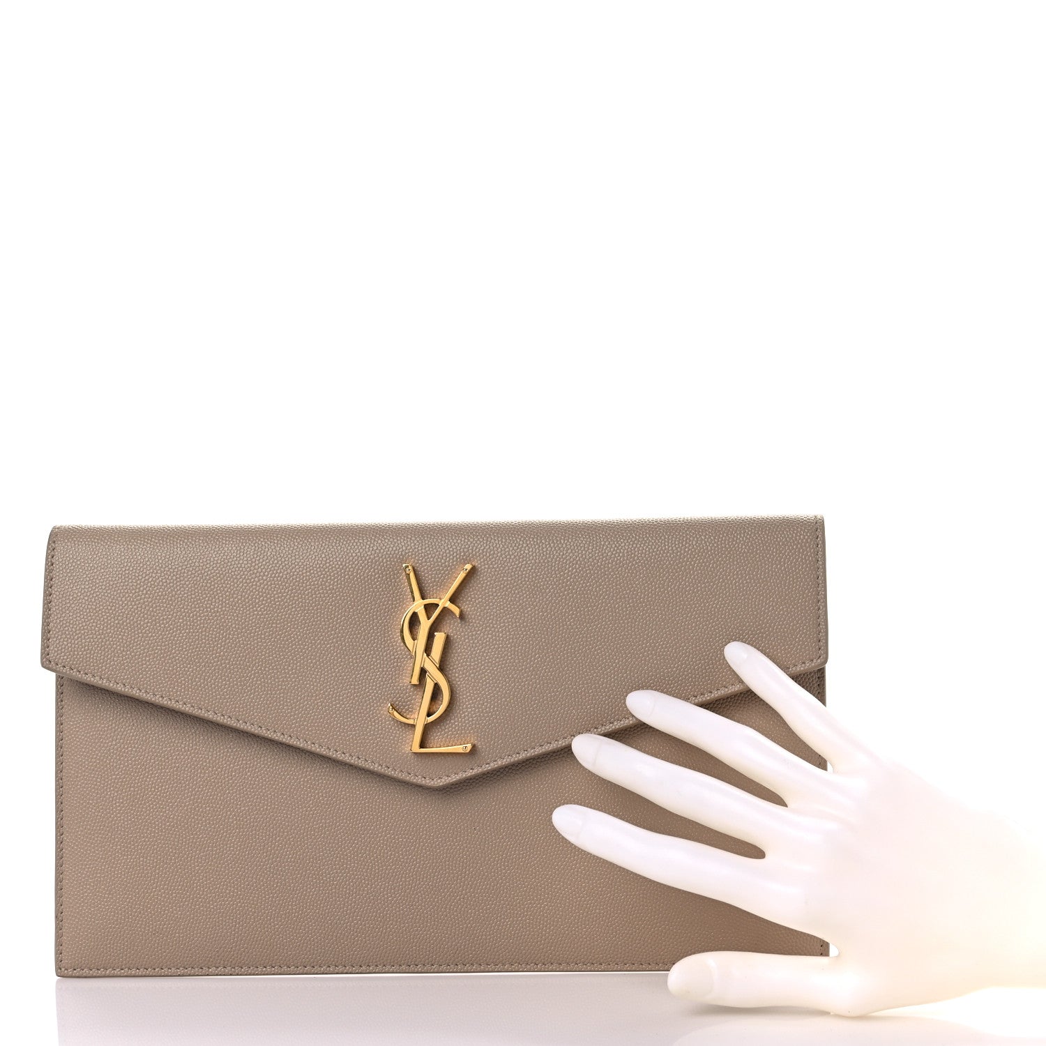 Saint Laurent Grain De Poudre Uptown Pouch Dark Beige 2 of 7