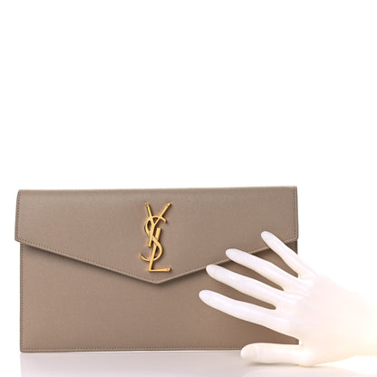 Saint Laurent Grain De Poudre Uptown Pouch Dark Beige 2 of 7