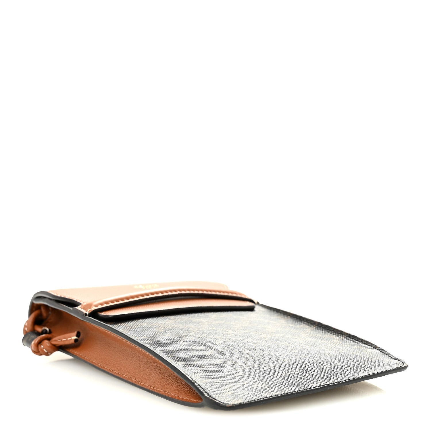 Celine Triomphe Canvas Lambskin Phone Pouch With Flap Tan 4 of 12
