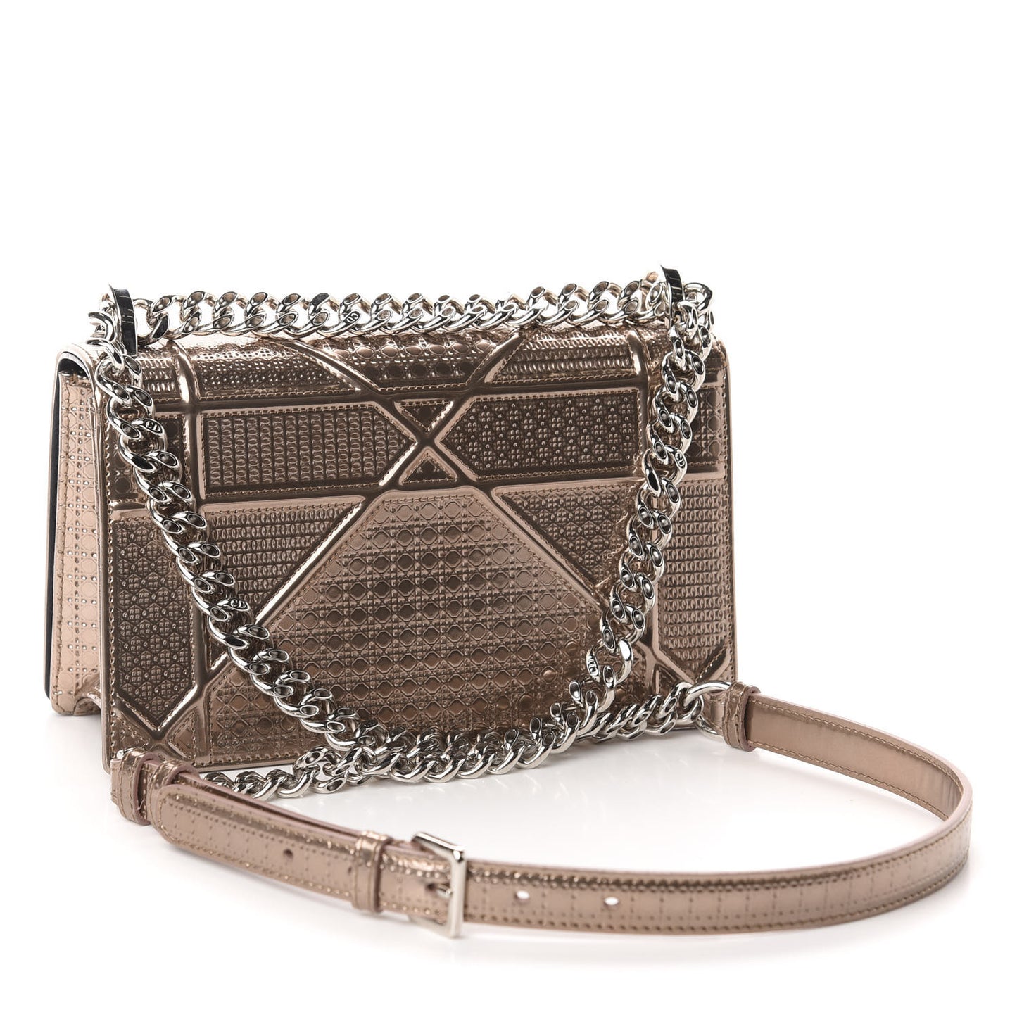 Metallic Patent Micro-Cannage Small Diorama Flap Bag Hyper Pink