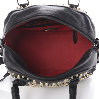 Christian Louboutin Calfskin Mix Chevron Spikes Small Panettone Bowling Bag Black 4 of 8
