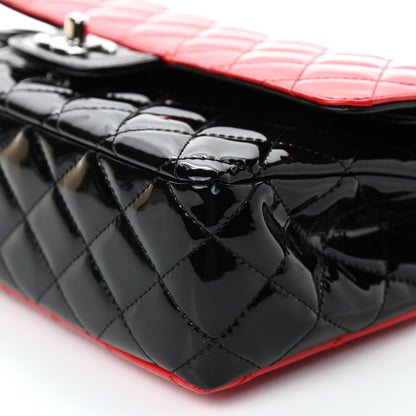 Chanel Patent Calfskin Quilted Bi-Color Medium Double Flap Red Black 8 of 13