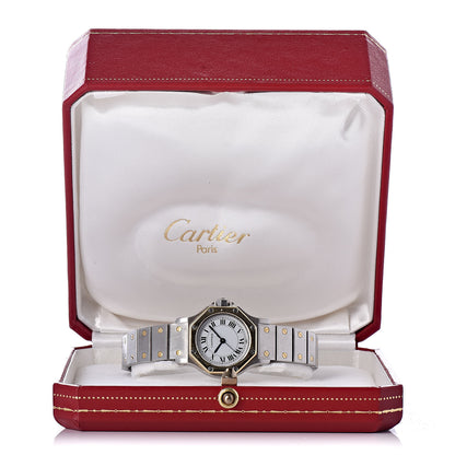 Cartier Stainless Steel 18K Yellow Gold 25mm Santos Octagon Automatic Watch 7 of 7
