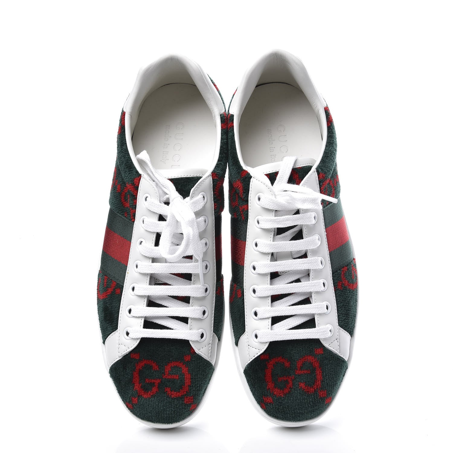 Gucci Covered Wool Big GG Monogram Mens Sneakers 8 Green Red 5 of 11