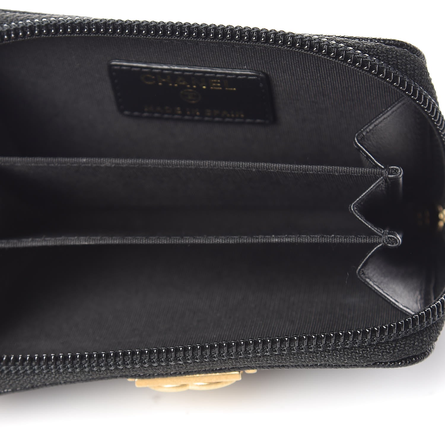 Chanel Caviar Quilted Boy Zip Around Coin Purse Wallet Black 5 of 8