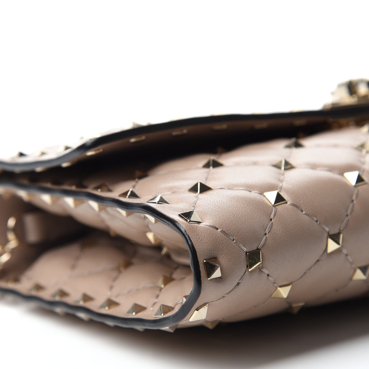 Valentino Garavani Lambskin Rockstud Spike Wallet on Chain Poudre 6 of 10