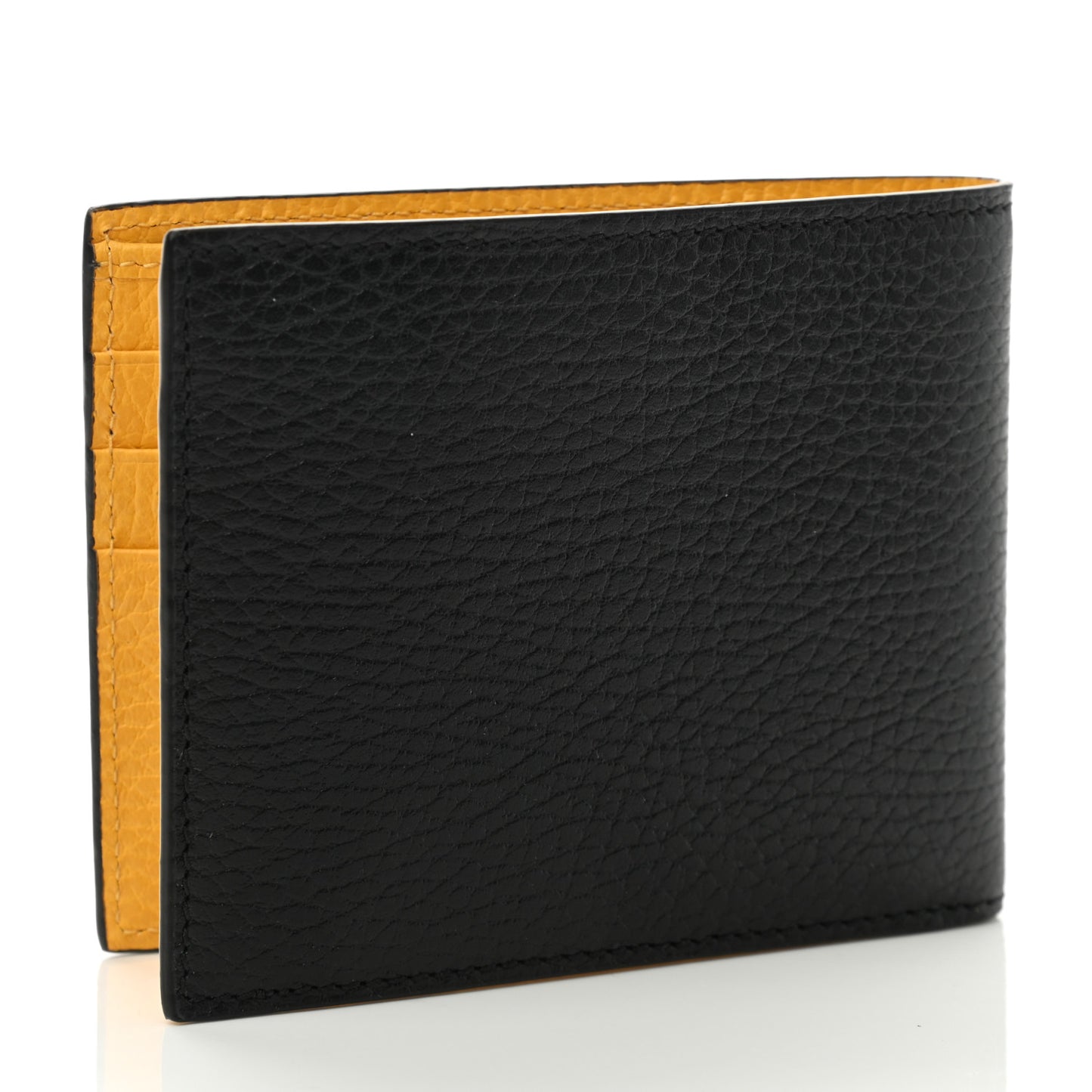 Dollar Calfskin Bi-Color Interlocking G Bi-Fold Wallet Black New Buttercup