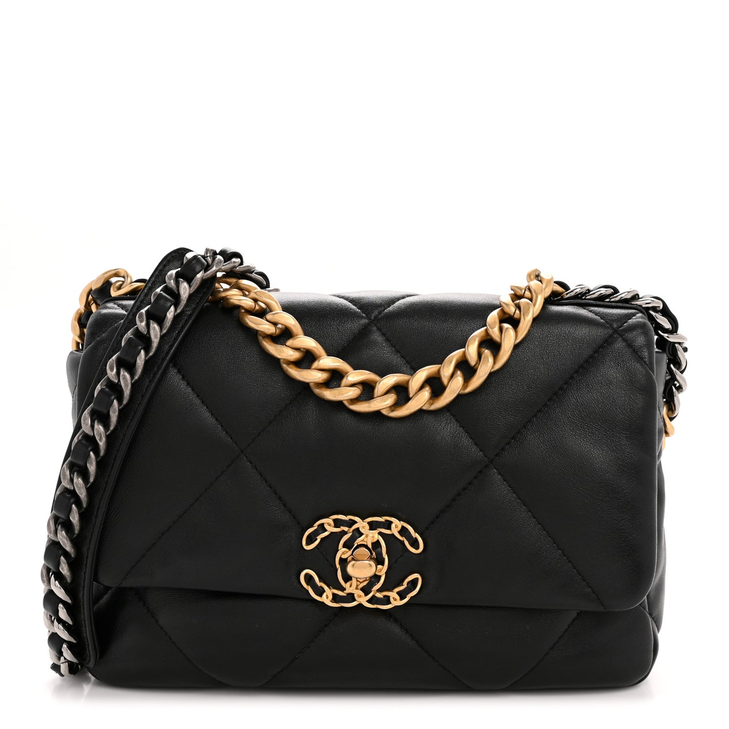 Goatskin Quilted Medium Chanel 19 Flap Black