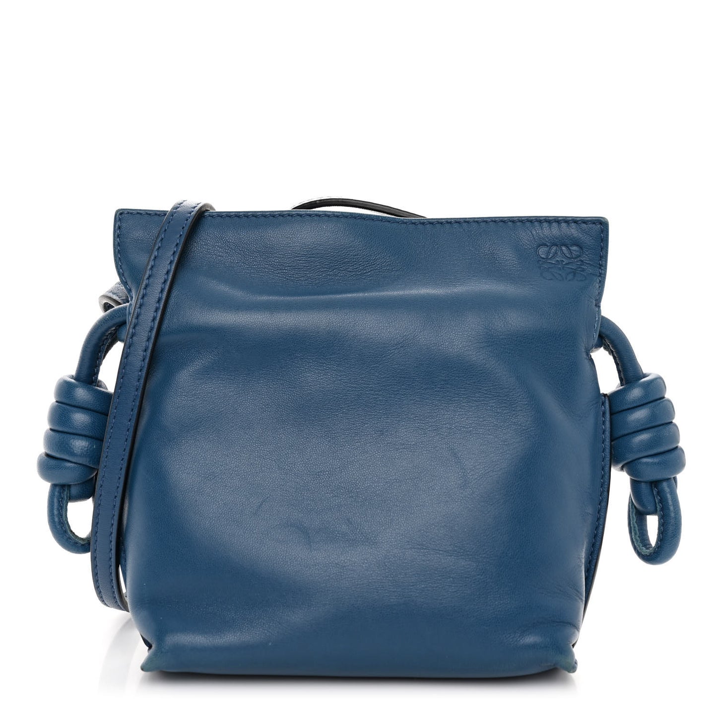Calfskin Mini Flamenco Knot Crossbody Bag Indigo