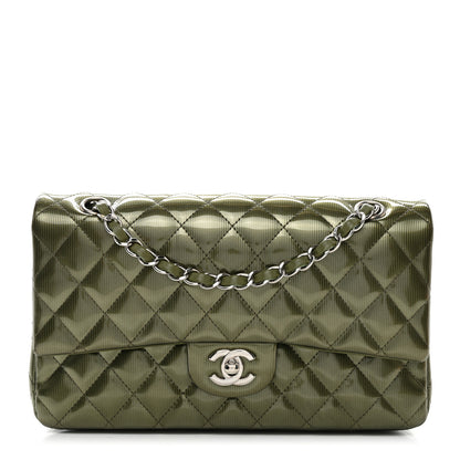 Chanel Striated Patent Quilted Medium Double Flap Green 1 of 11