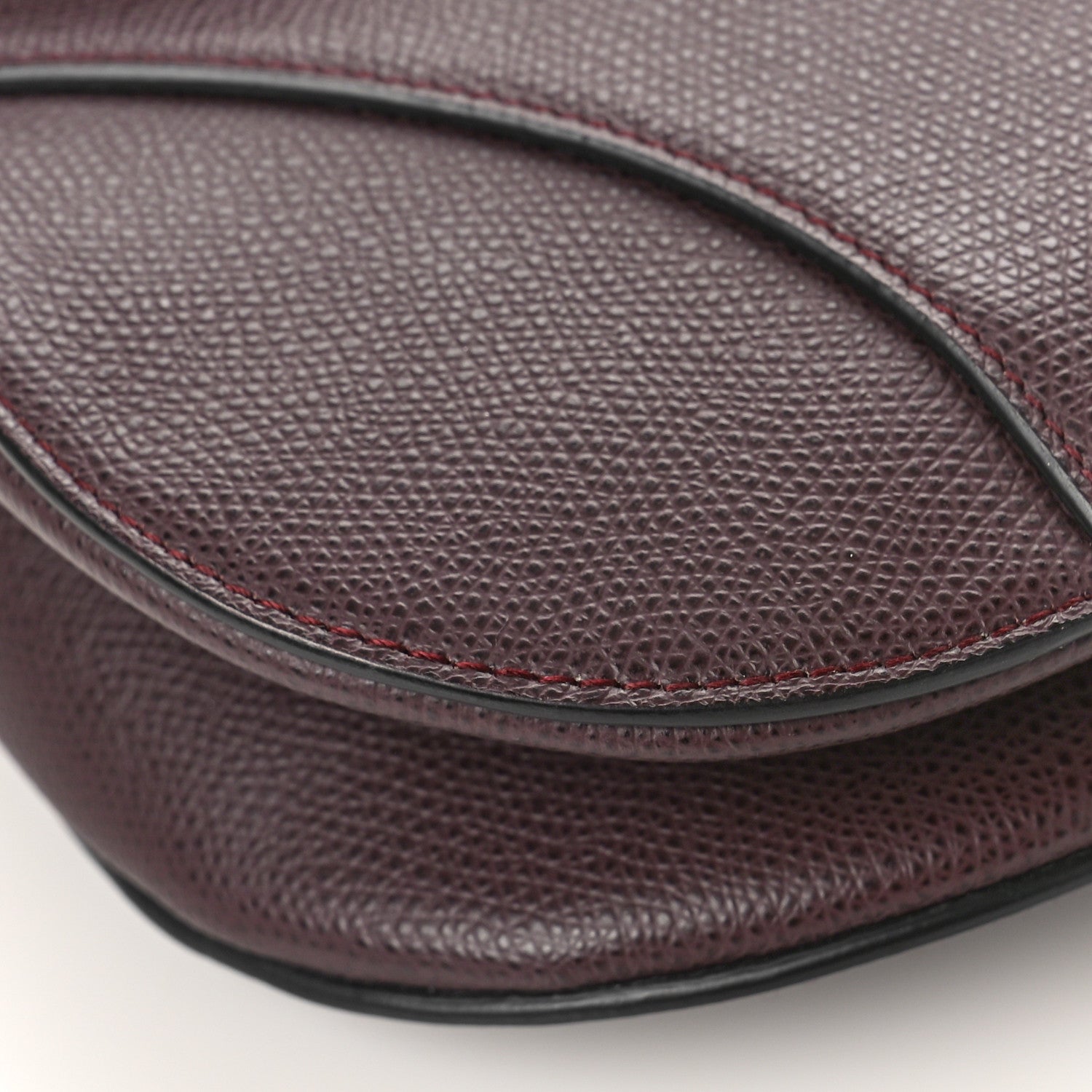 Christian Dior Grained Calfskin Saddle Bag Burgundy 8 of 10