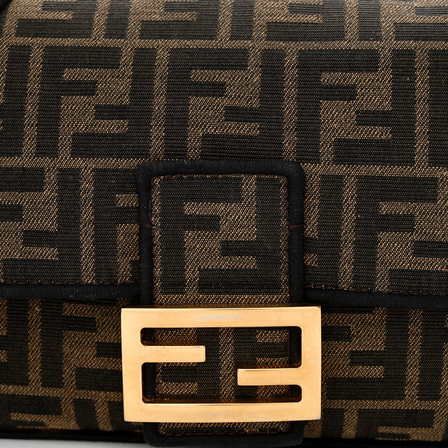 Fendi Fabric Jacquard FF 1974 Medium Baguette Tobacco Moro Black 10 of 15