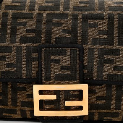 Fendi Fabric Jacquard FF 1974 Medium Baguette Tobacco Moro Black 10 of 15