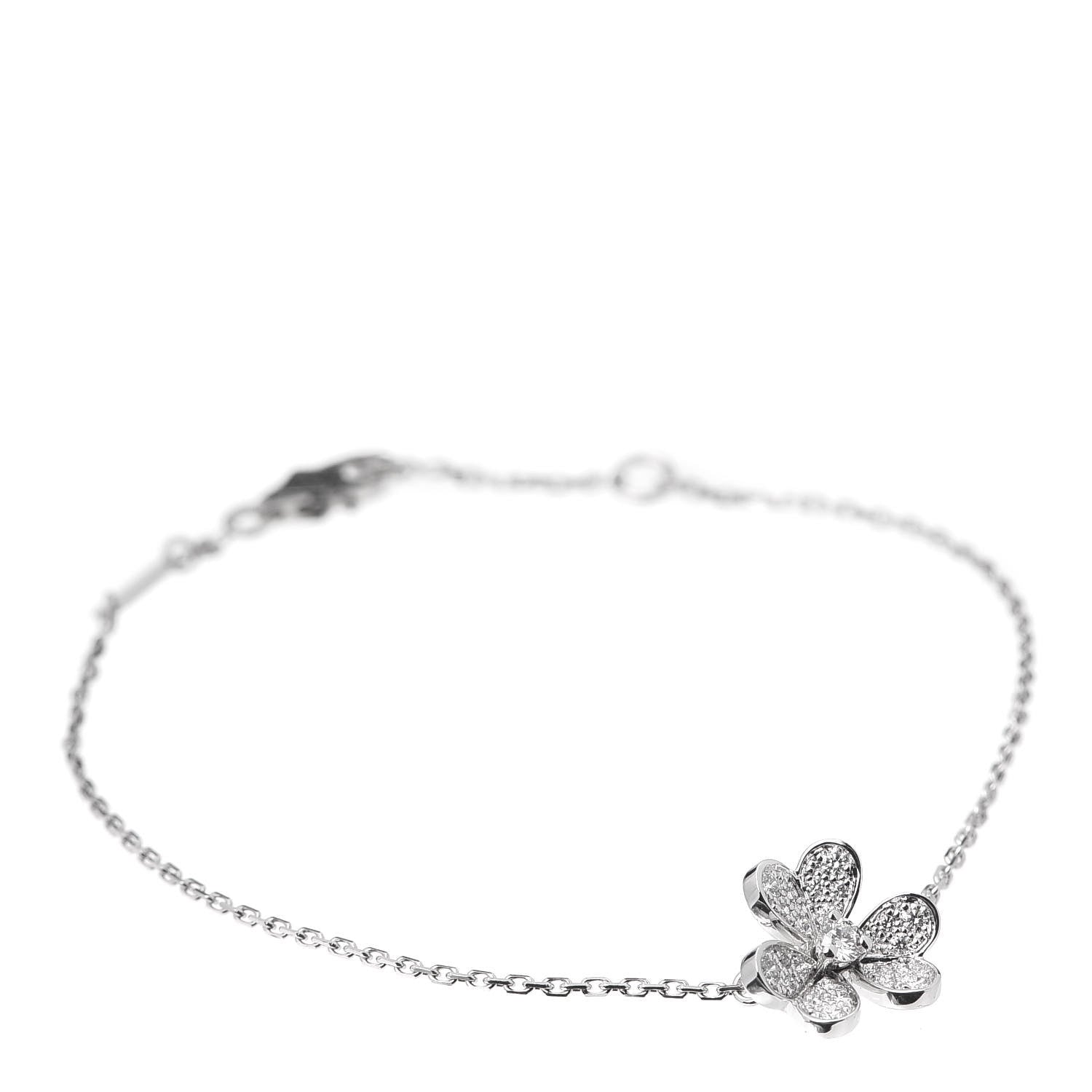 Van Cleef & Arpels 18K White Gold Diamond Mini Frivole Pave Bracelet 1 of 8
