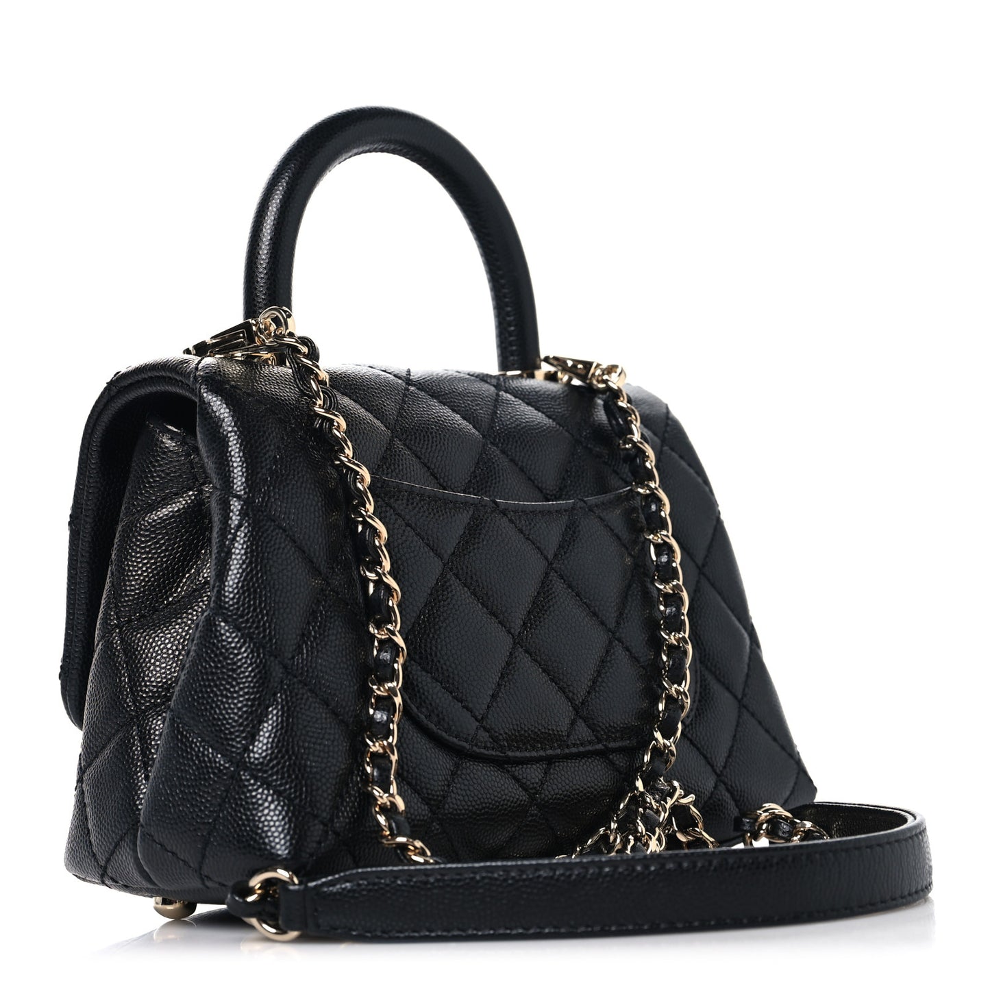 Caviar Quilted Extra Mini Coco Handle Flap Black