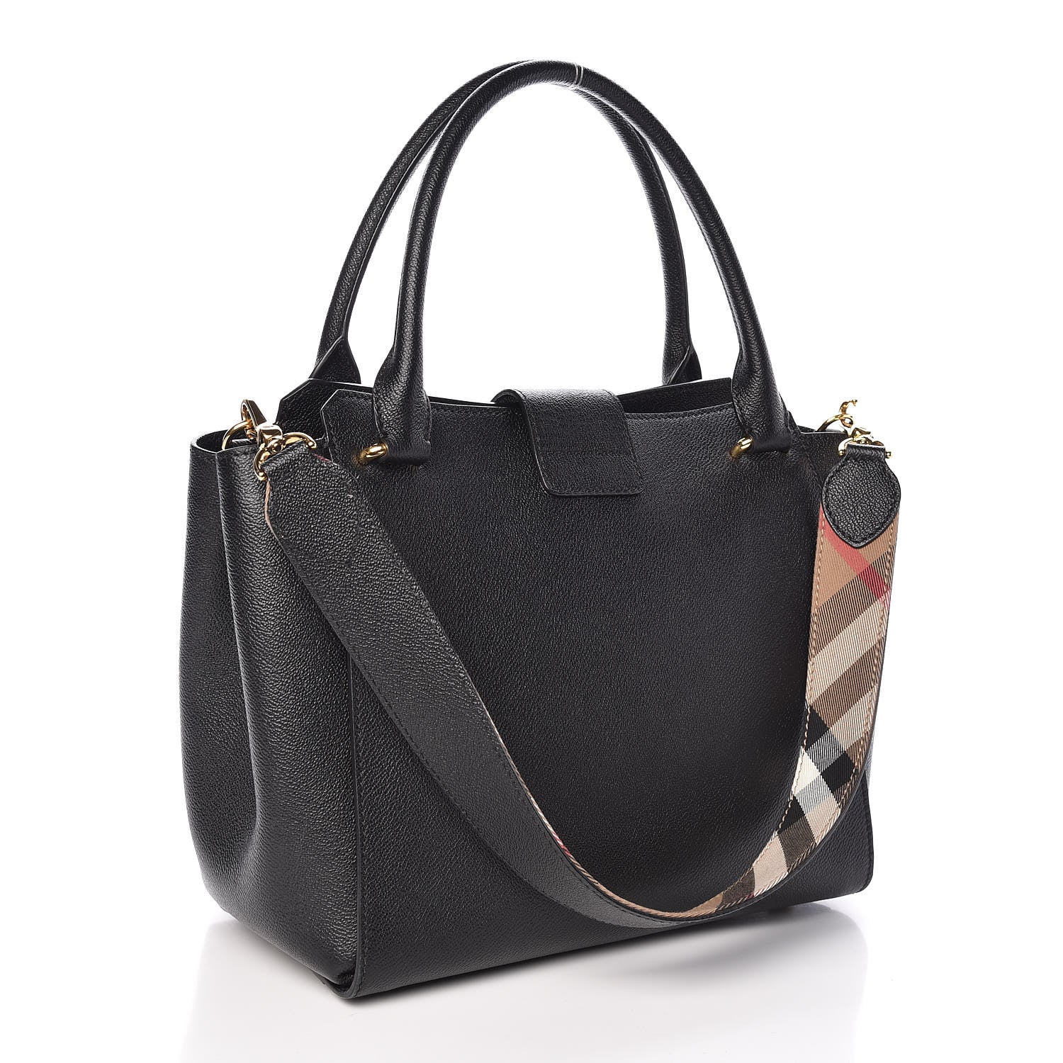 Burberry Soft Grain Calfskin Medium Buckle Tote Black 3 of 10