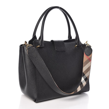 Burberry Soft Grain Calfskin Medium Buckle Tote Black 3 of 10