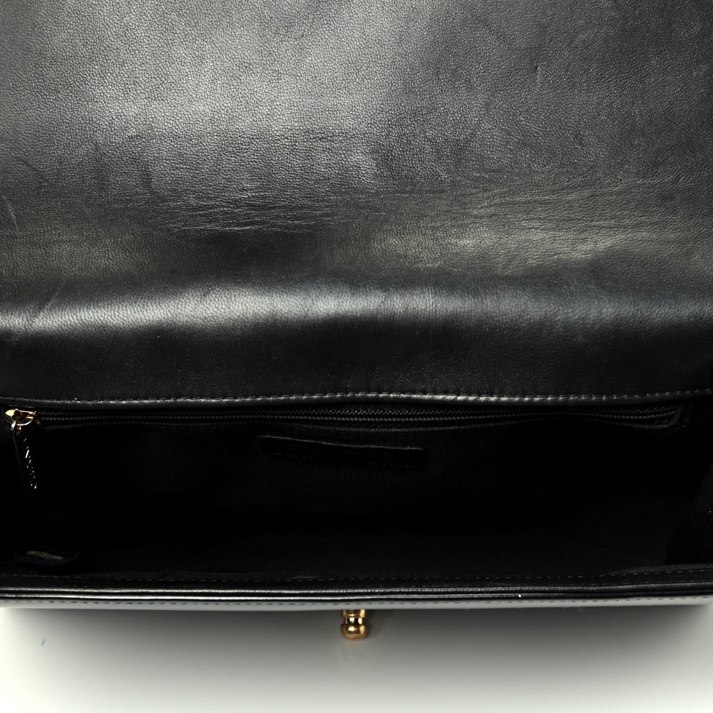 Iridescent Glazed Calfskin Quilted New Medium Boy Flap Black