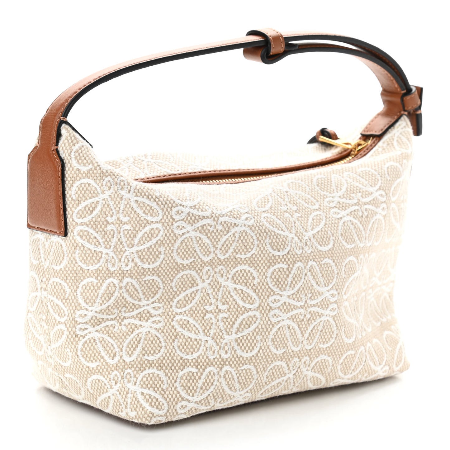 Jacquard Anagram Calfskin Small Cubi Bag Ecru Tan