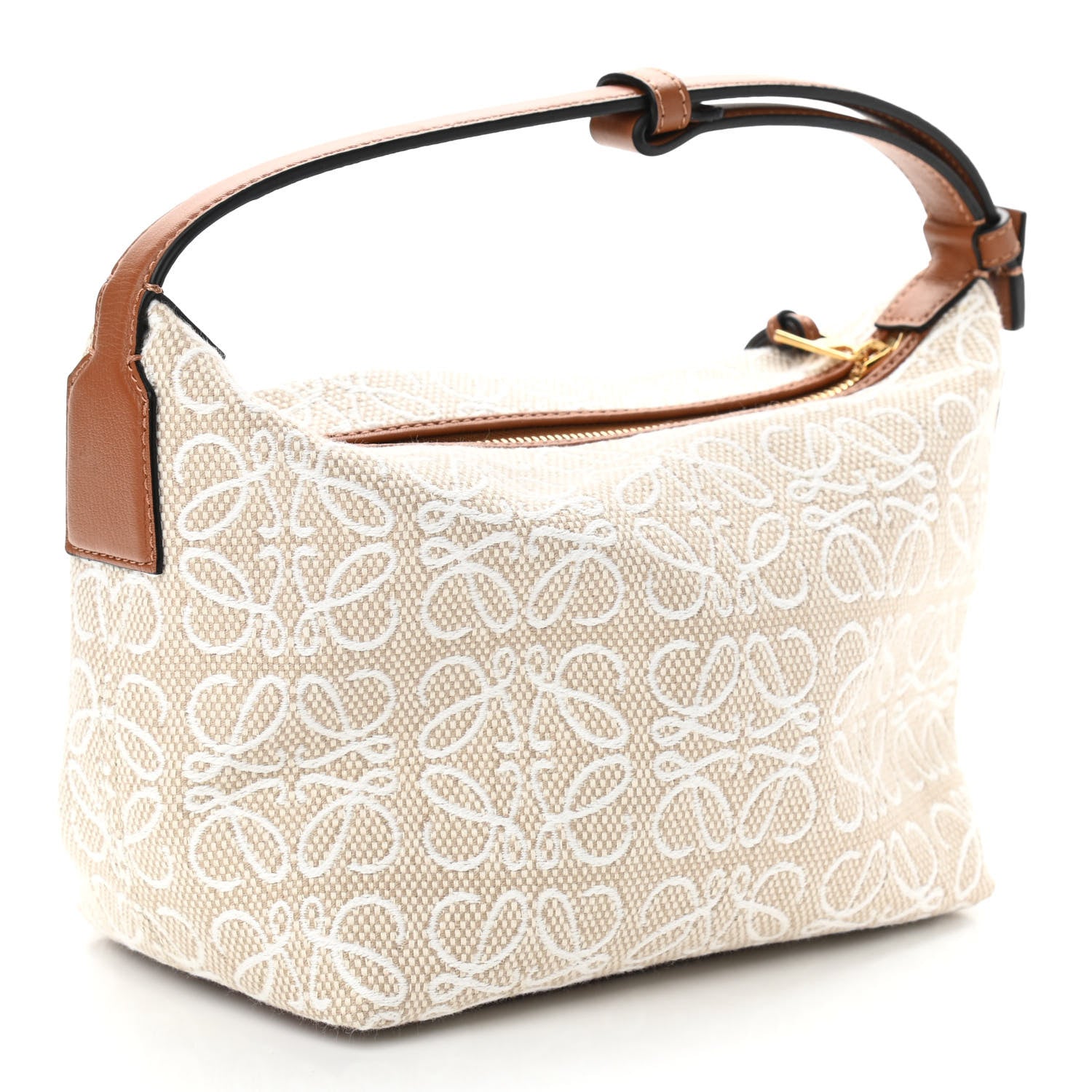 Loewe Jacquard Anagram Calfskin Small Cubi Bag Ecru Tan 3 of 9