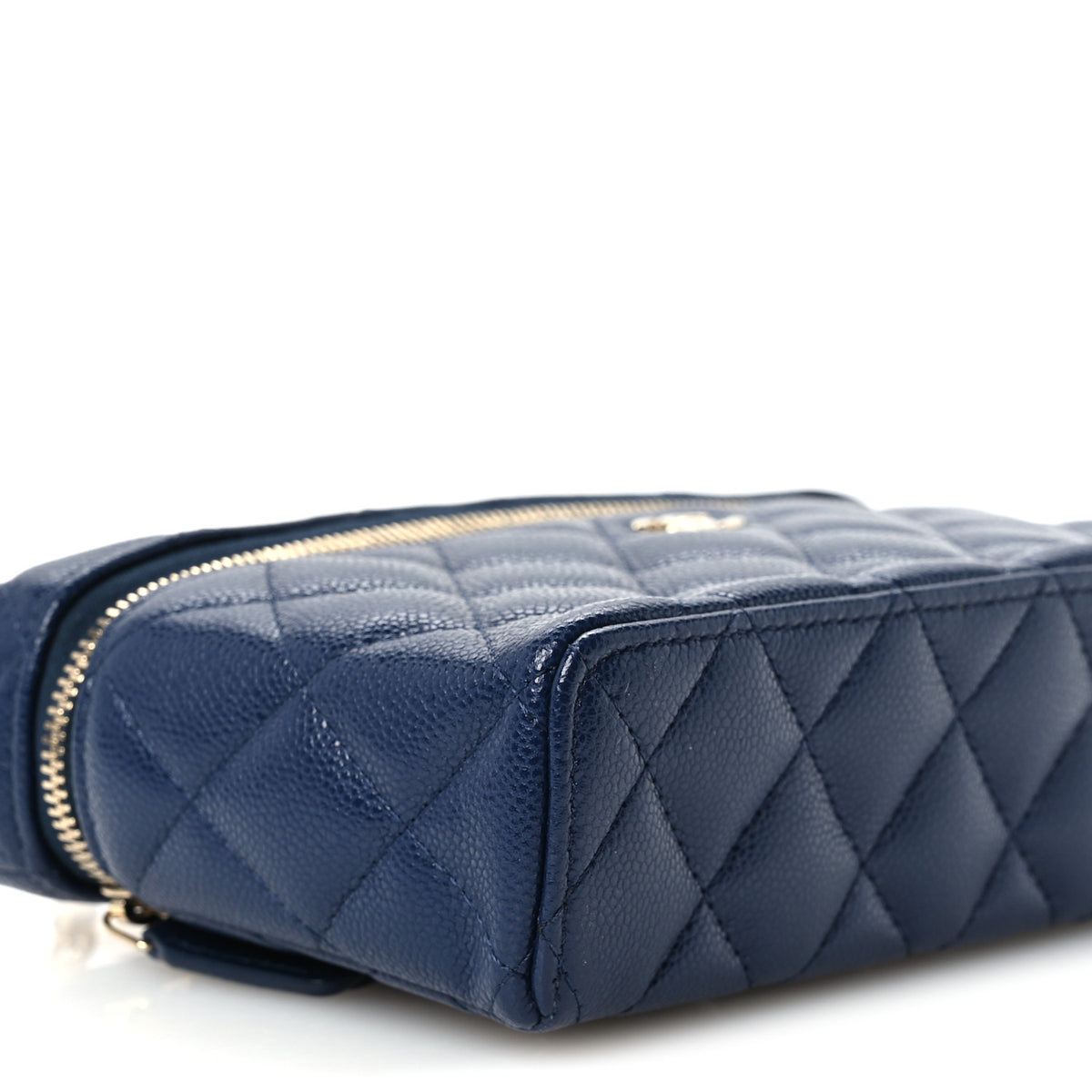 Chanel Caviar Quilted Top Handle Slim Vanity With Chain Navy 9 of 11
