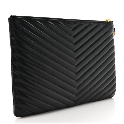 Saint Laurent Calfskin Matelasse Monogram Cassandre Tablet Pouch Black 3 of 8