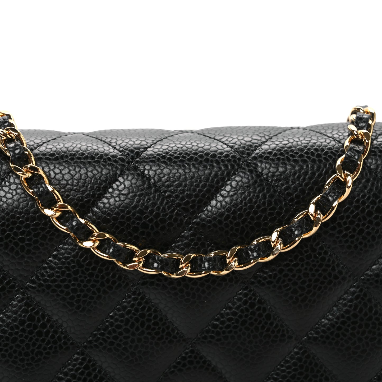 Caviar Quilted Wallet on Chain WOC Black