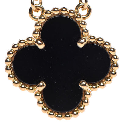 Van Cleef & Arpels 18K Yellow Gold Black Onyx Vintage Alhambra Pendant Necklace 7 of 8