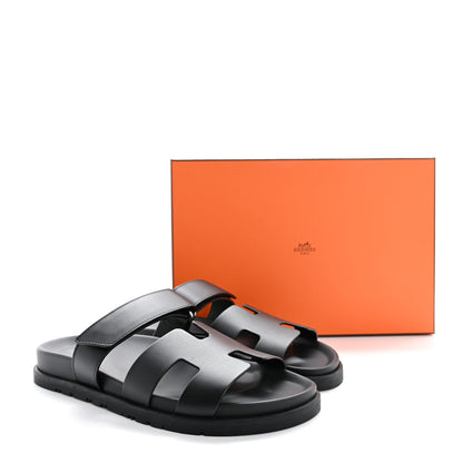 Hermes Calfskin Womens Chypre Sandals 39.5 Black 10 of 10