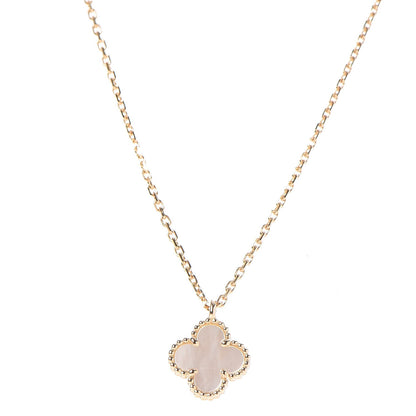 Van Cleef & Arpels 18K Yellow Gold Mother of Pearl Sweet Alhambra Pendant Necklace 4 of 9