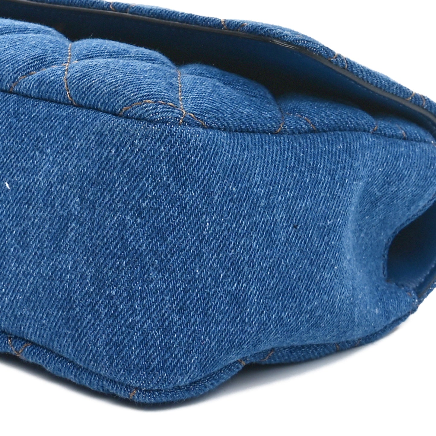 Denim Quilted La Medusa Small Shoulder Bag Blue