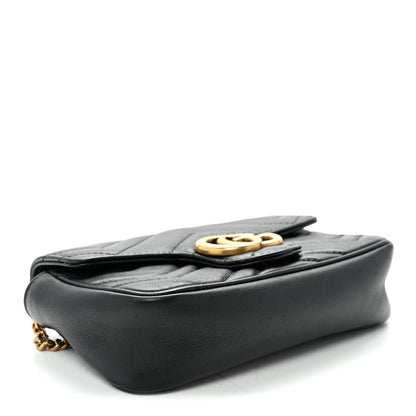 Gucci Calfskin Matelasse Super Mini GG Marmont Shoulder Bag Black 4 of 10