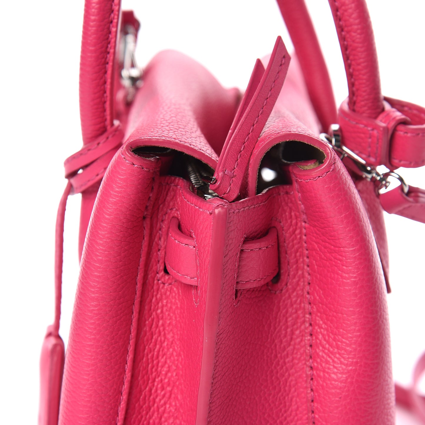Grained Calfskin Mini Milla Tote Beetroot Pink
