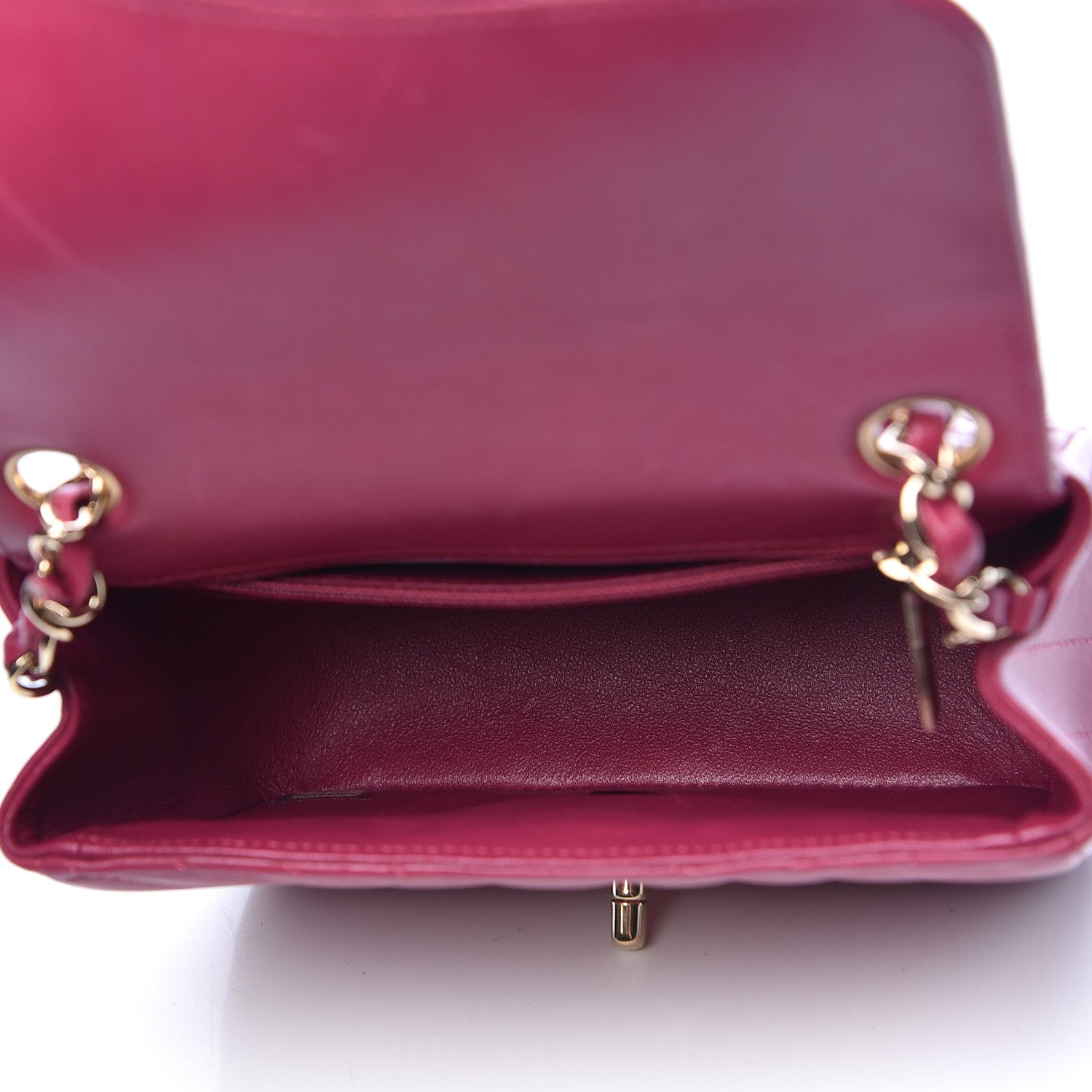 Chanel Lambskin Chevron Quilted Mini Square Flap Fuchsia 5 of 16