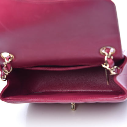 Chanel Lambskin Chevron Quilted Mini Square Flap Fuchsia 5 of 16
