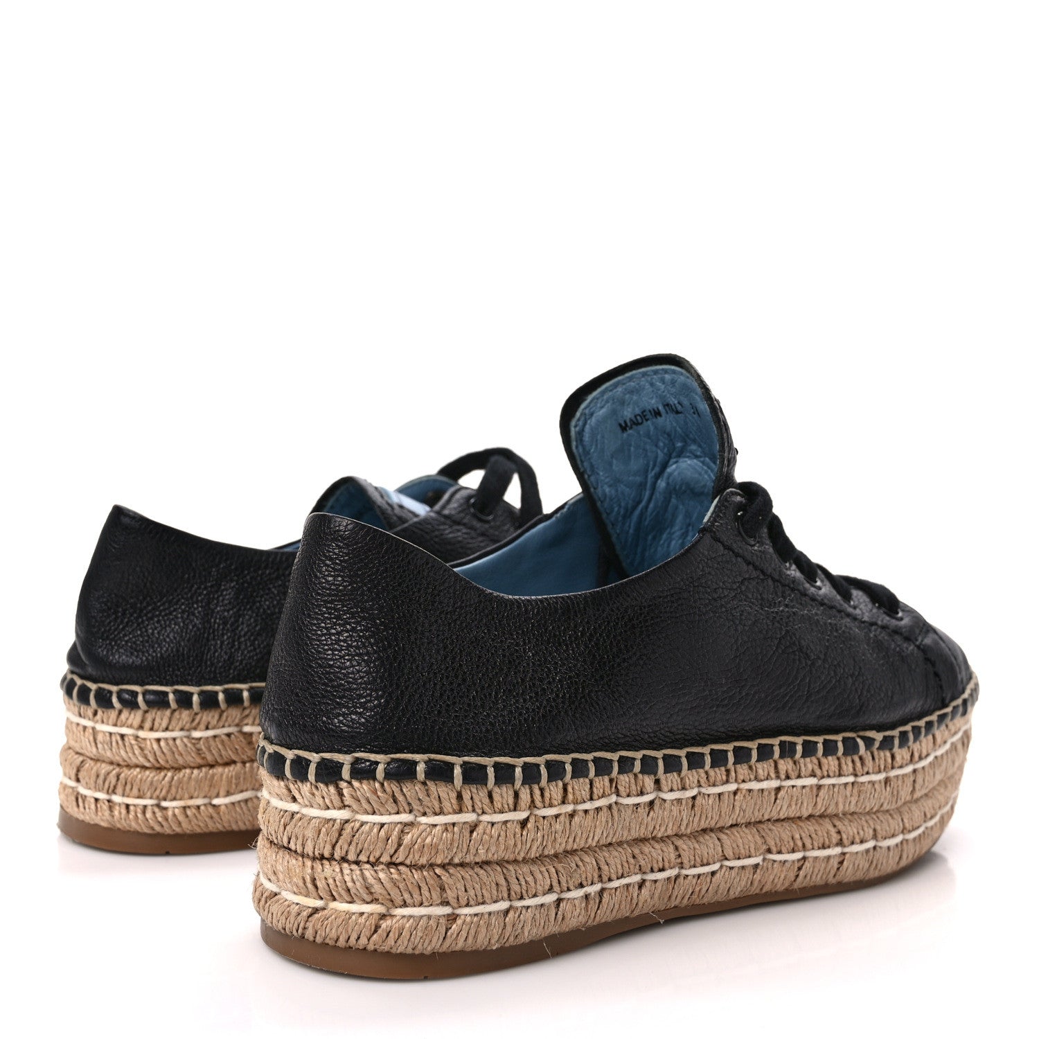 Prada Calfskin Espadrille 45mm Platform Sneakers 38.5 Black 4 of 8
