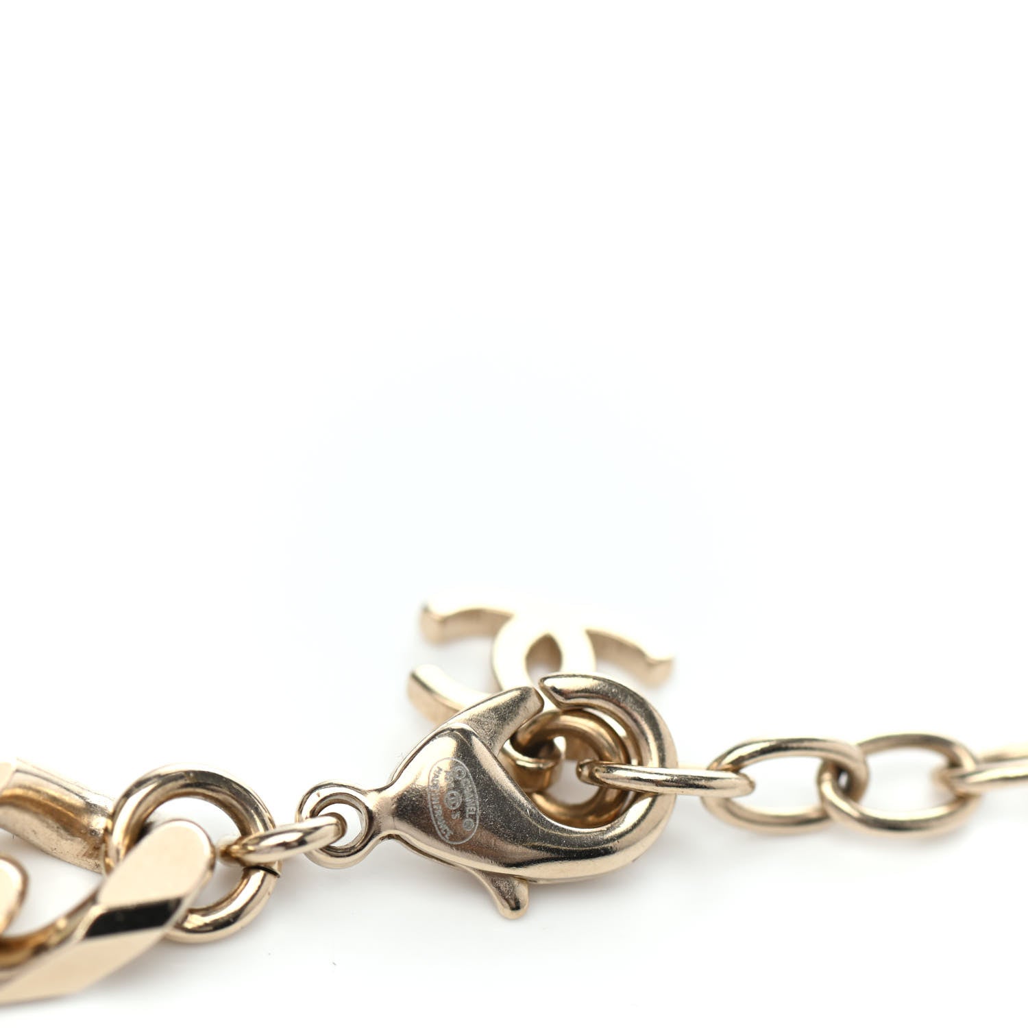 Chanel Crystal Strass CC Necklace Light Gold Pink 4 of 4