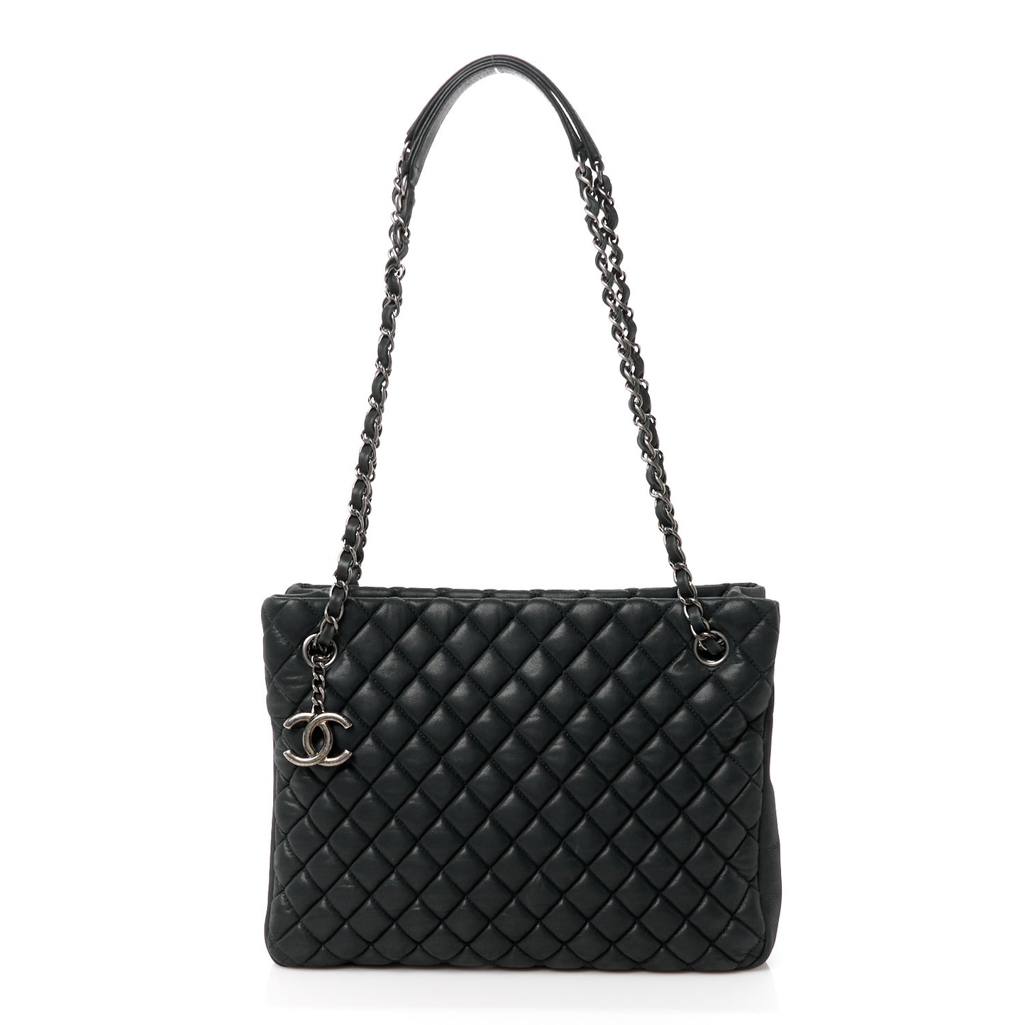 Lambskin Quilted Medium New Bubble North South Tote Black