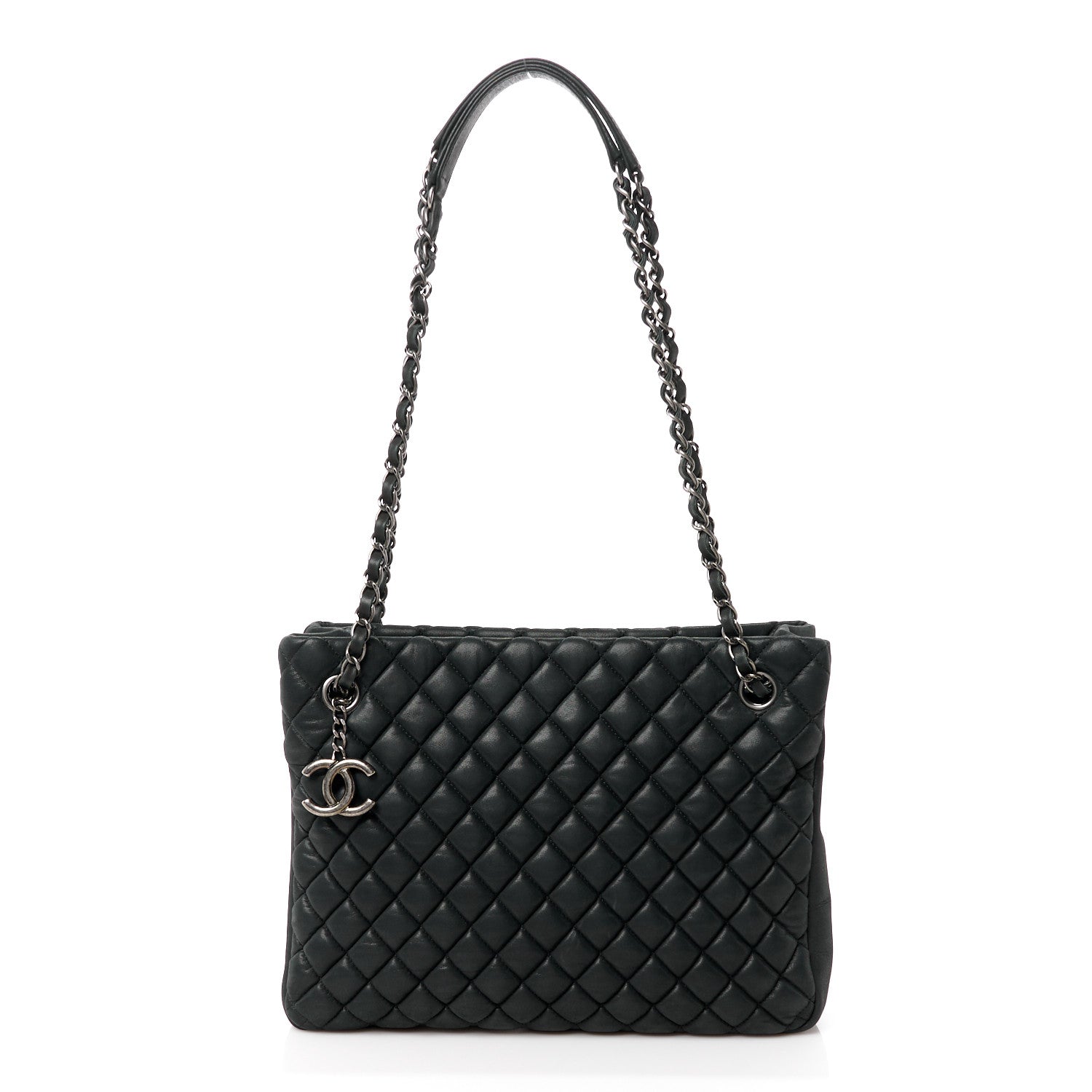Chanel Lambskin Quilted Medium New Bubble North South Tote Black 1 of 12