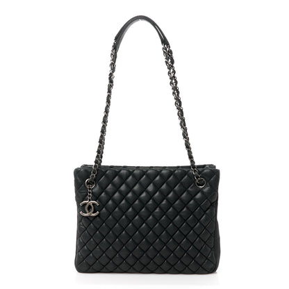 Chanel Lambskin Quilted Medium New Bubble North South Tote Black 1 of 12