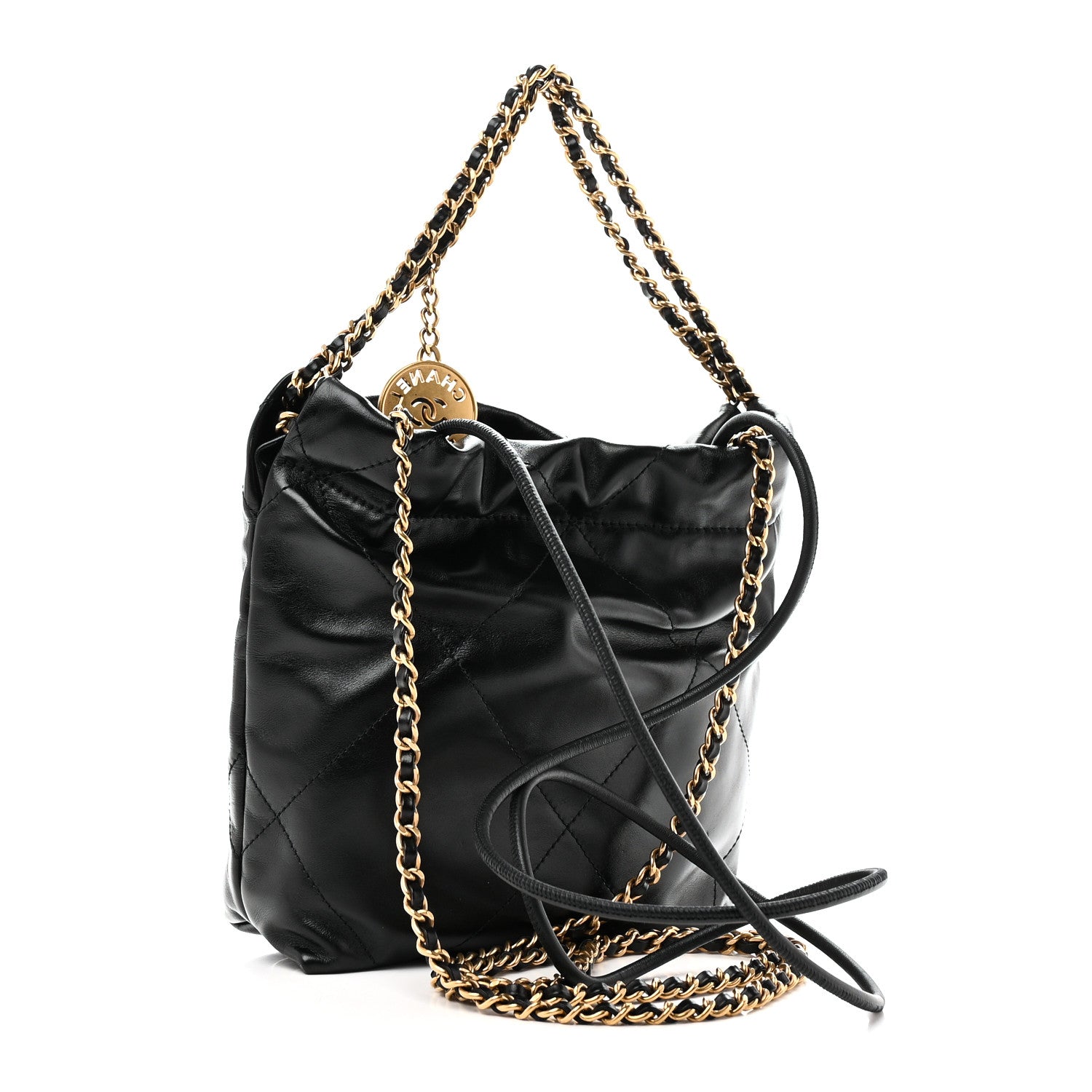 Chanel Shiny Calfskin Quilted Mini Chanel 22 Black 3 of 10