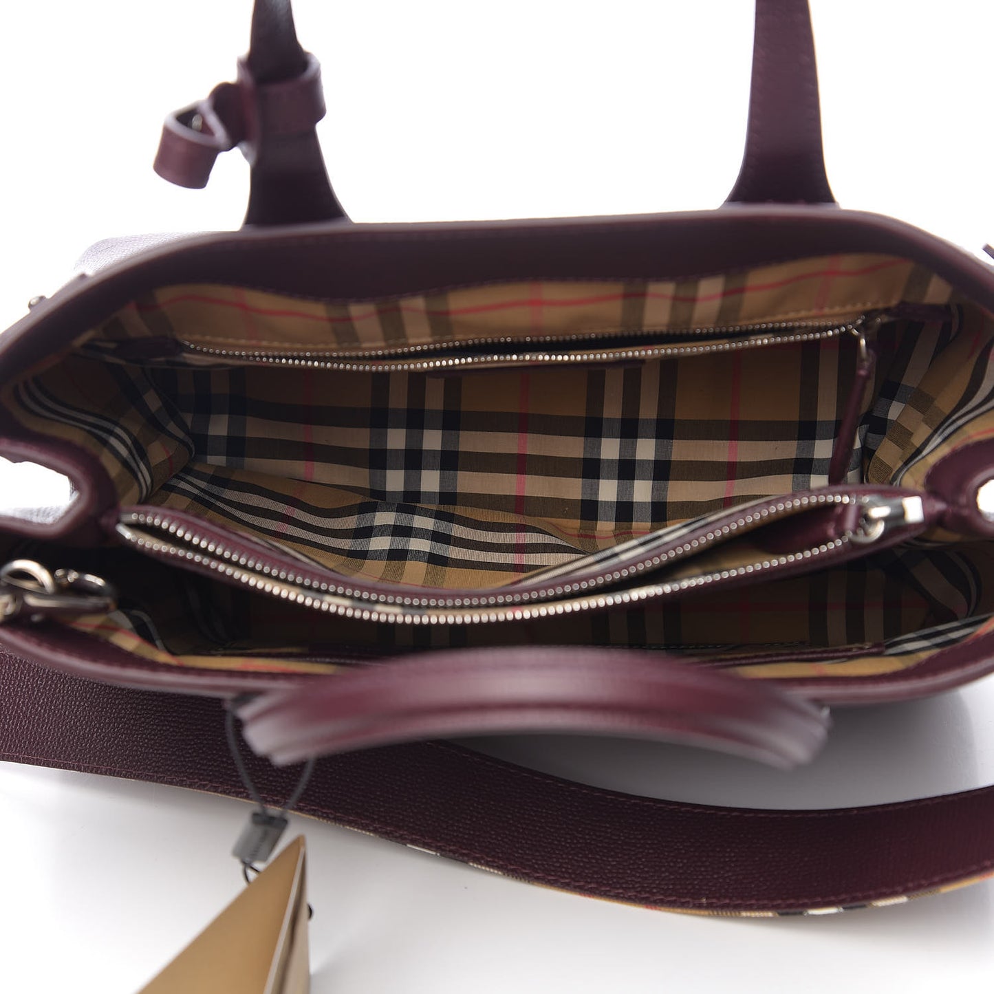 Derby Calfskin House Check Medium Banner Tote Burgundy