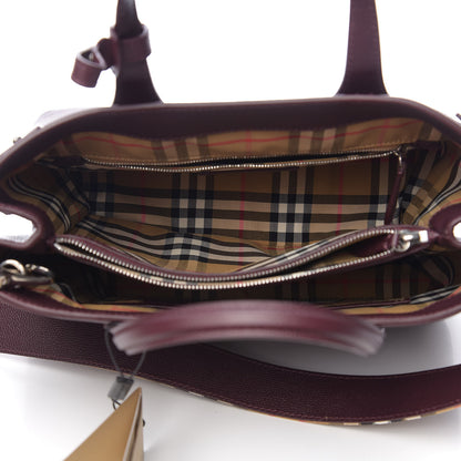 Burberry Derby Calfskin House Check Medium Banner Tote Burgundy 4 of 9