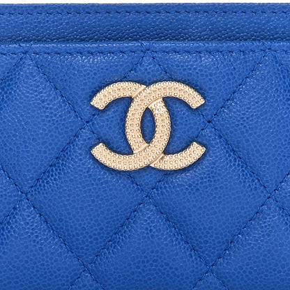 Chanel Caviar Quilted Studded CC Card Holder Blue 9 of 10