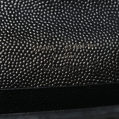 Saint Laurent Grain De Poudre Matelasse Chevron Small Monochrome Monogram Envelope Wallet Black 6 of 8