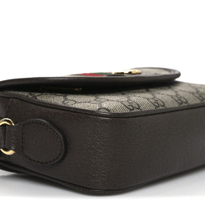 Gucci GG Supreme Monogram Textured Dollar Calfskin Mini Ophidia Flap Shoulder Bag Beige Ebony New Acero 9 of 10